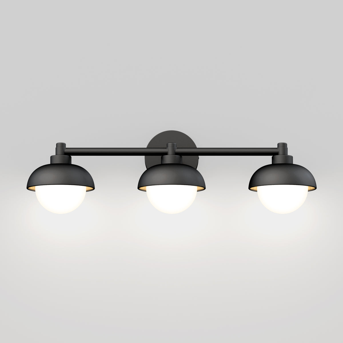 The Artika Boden 27-in Integrated LED 5-CCT Vanity Light Bar features a modern black finish and sleek design, casting a soft, warm white glow—ideal for contemporary bathrooms.