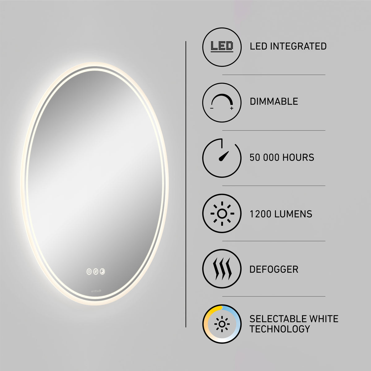Corby 22 in. x 28 in. LED mirror 3 CCT with defogger