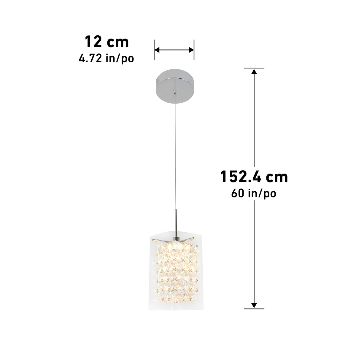 Crystal Cube suspension à 1 Lumière DEL