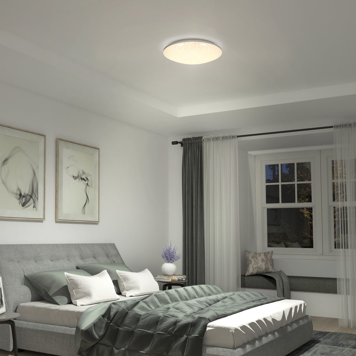 Sparkle 18 in. (45 cm) Modern LED Flush Mount Ceiling Light - With Remote