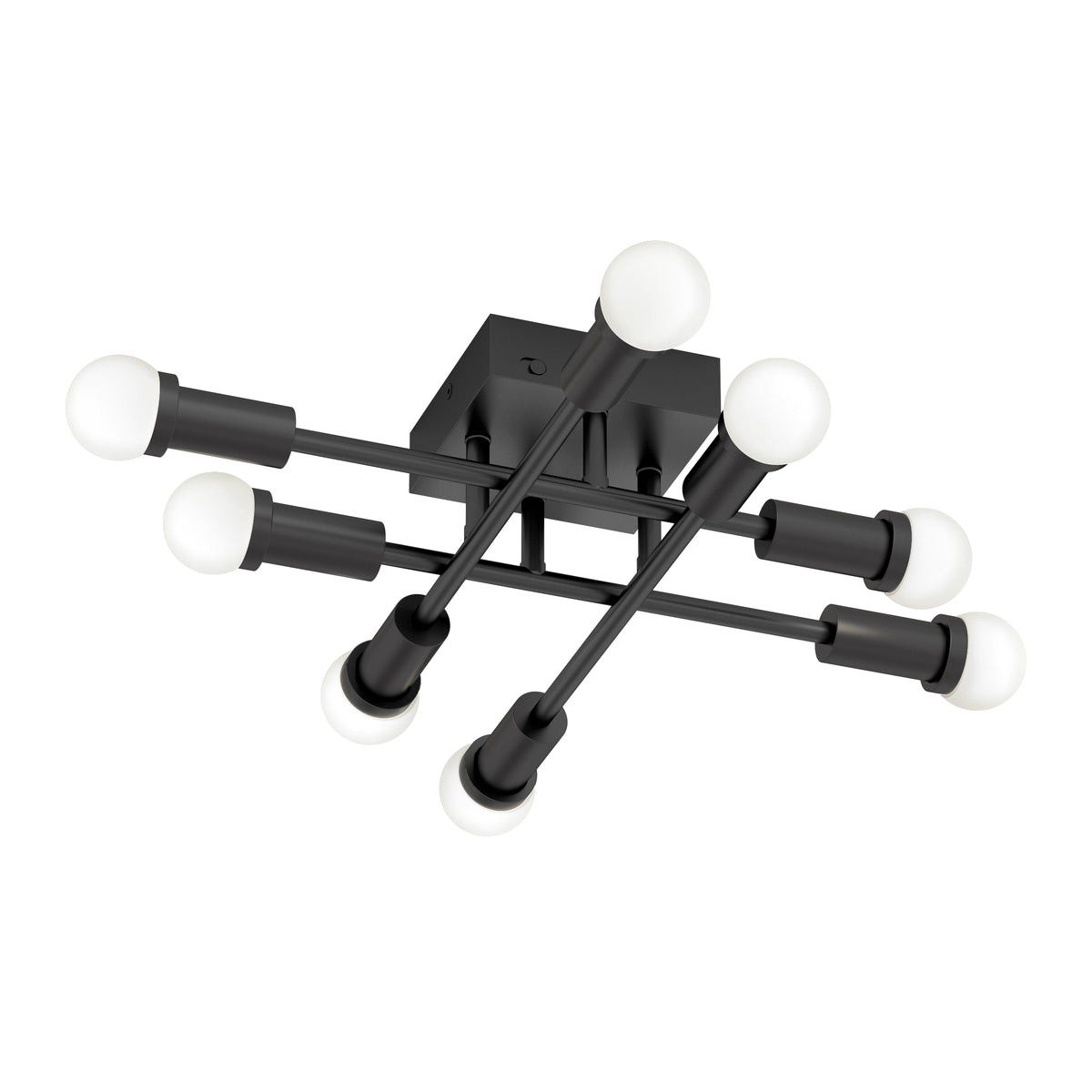 The Artika Aristo LED flush mount 3 CCT is a modern black ceiling light with eight bulbs and adjustable color temperature.