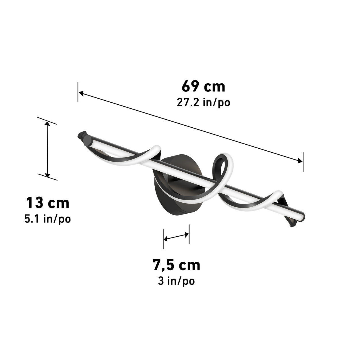 Coda 27 pulg (69 cm) luminario de baño LED integrado 5 TCL para baño