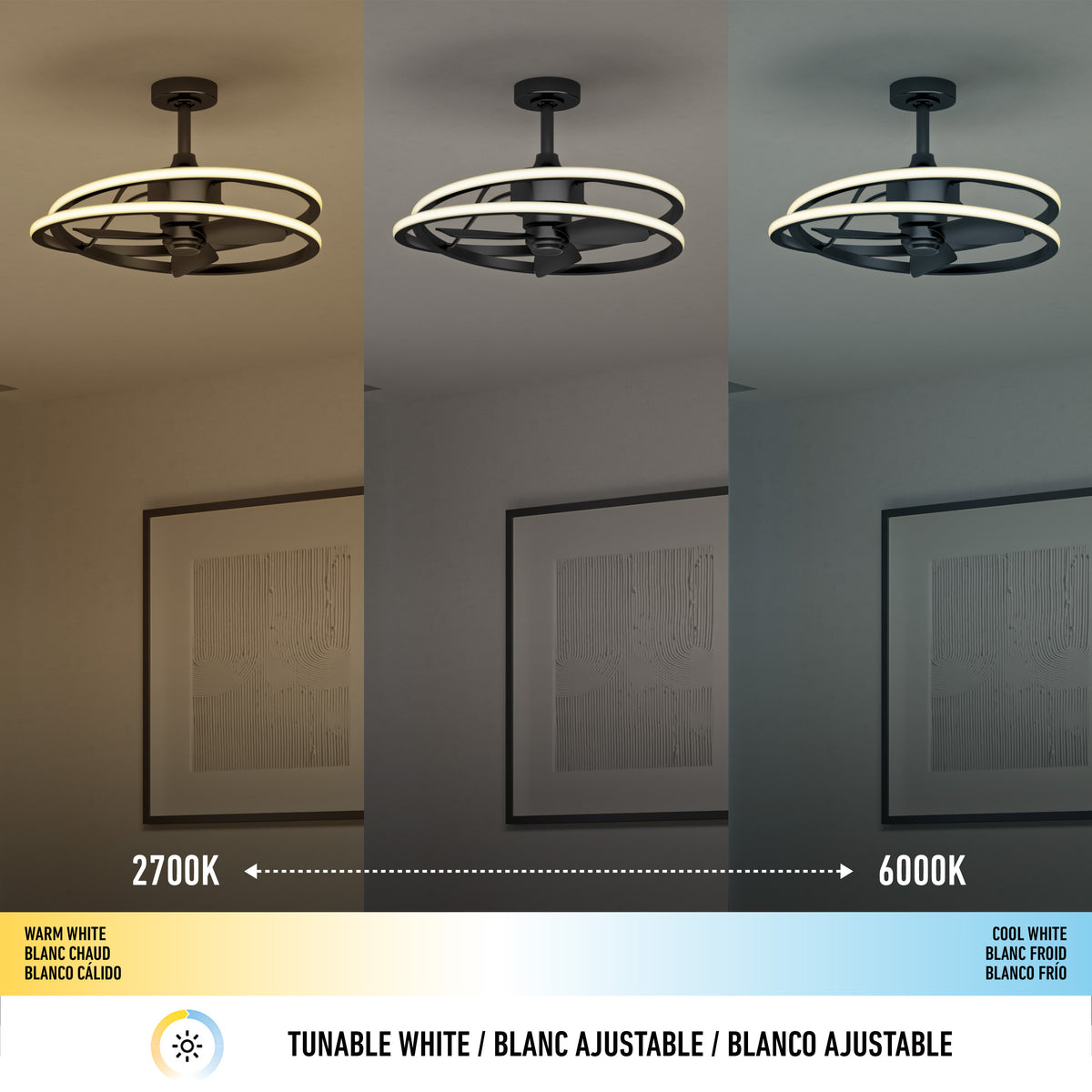 Coda 58 cm (23 po) DEL moderne fandelier ventilateur de plafond avec lumière - télécommande incluse