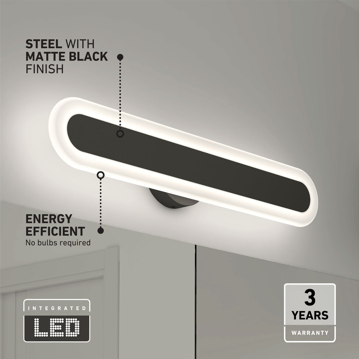 Pista 27 po (69 cm) luminaire de vanité DEL intégré 5 TCL pour salle de bain