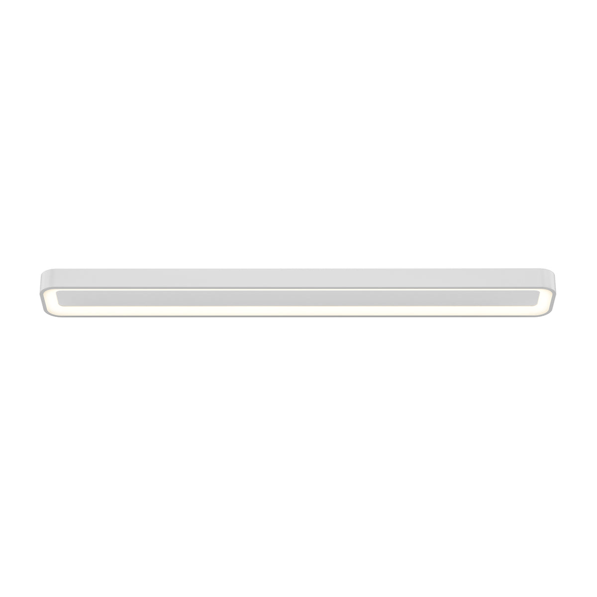 The Artika Aiden 48 in. LED modern flush mount light features a rectangular design with adjustable color temperature and rounded corners, shown from below against a plain white background.
