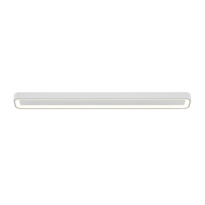 The Artika Aiden 48 in. LED modern flush mount light features a rectangular design with adjustable color temperature and rounded corners, shown from below against a plain white background.
