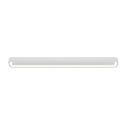 The Artika Aiden 48 in. LED modern flush mount light, with a slim white frame and rounded corners, is shown from below against a plain white background. Features selectable 5 CCT for customizable lighting.