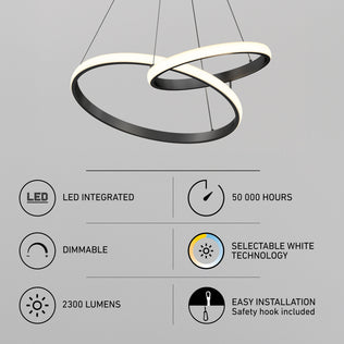 Artika Mora 28″ LED Pendant, 5CCT: dimmable, 2300 lumens, 50,000 hrs, easy install.
