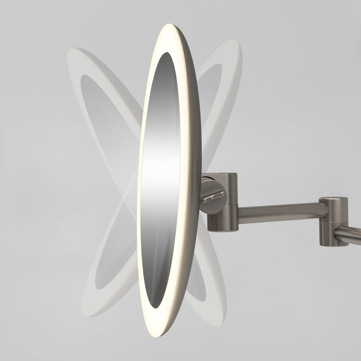 Artika Radia 9 in. cordless LED cosmetic mirror shown from multiple angles against a plain light background.