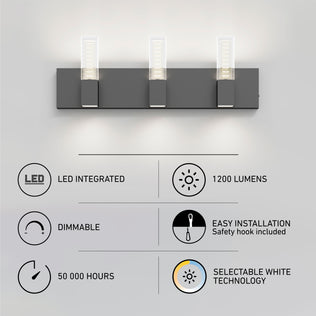 Artika Hologram LED modern bathroom vanity light 5 CCT—1200 lm, 50,000 hrs, easy install; perfect for bathroom mirrors.