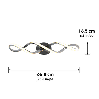 Swirl 27 po (68 cm) luminaire de vanité 3 lumières DEL moderne pour salle de bain