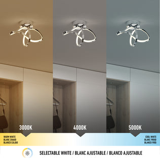 Artika’s Loop modern LED flush mount light offers 3 CCTs (3000K, 4000K, 5000K) and a striking infinity-loop design.