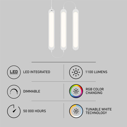 Three Artika Impulse Under-Cabinet LED Lights: dimmable, 50,000 hrs, 1100 lumens, RGB+CCT tech, remote included.