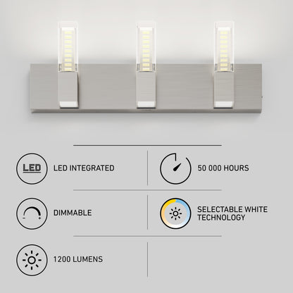 Hologram 24-in (61 cm) 3-Light Modern LED 5-CCT Vanity Light for Bathroom