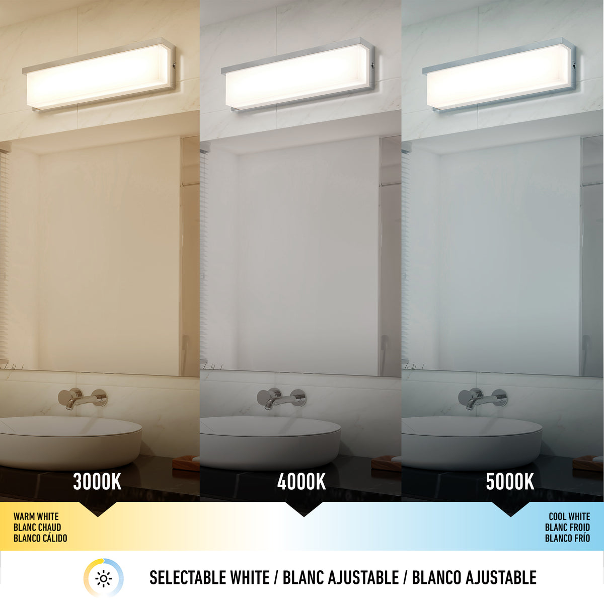 Bristol 18 po (46 cm) luminaire de vanité DEL intégré 3 TCL pour salle de bain