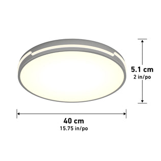 The Artika Delray 15.7 in. LED modern flush mount light features a matte black finish, measures 40 cm diameter by 5.1 cm height, and emits a soft white glow with adjustable color temperature (5 CCT) for customizable ambiance.