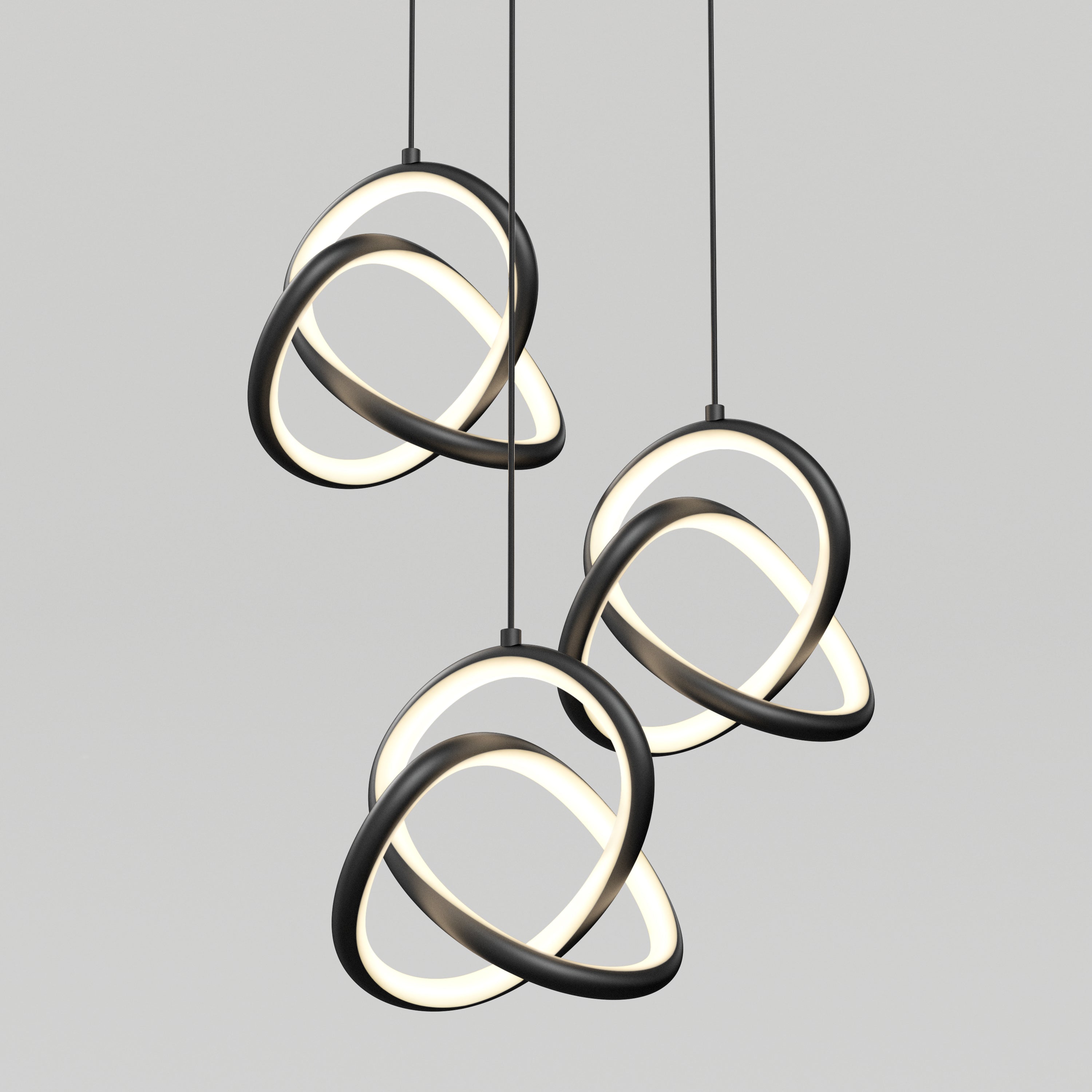 Zephyr modern 3-light LED pendant light 3 CCT in Matte Black