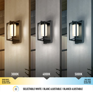Three Aurel Outdoor LED Lights by Artika are displayed with selectable color temperatures—3000K, 4000K, and 5000K—each mounted vertically.