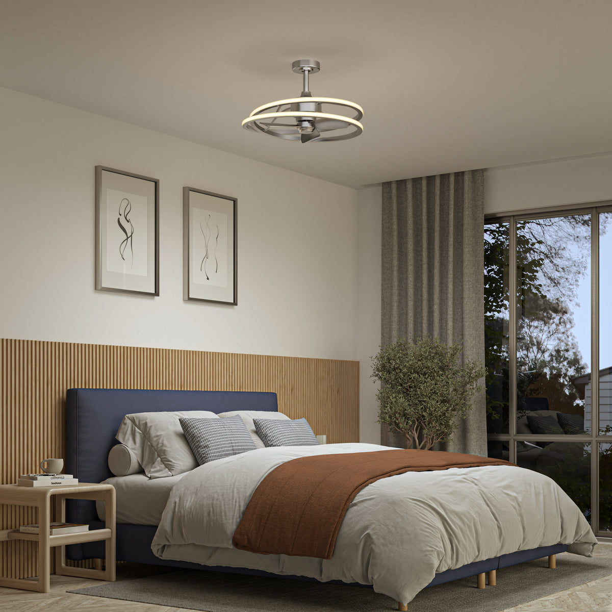 Coda 58 cm (23 po) DEL moderne fandelier ventilateur de plafond avec lumière - télécommande incluse