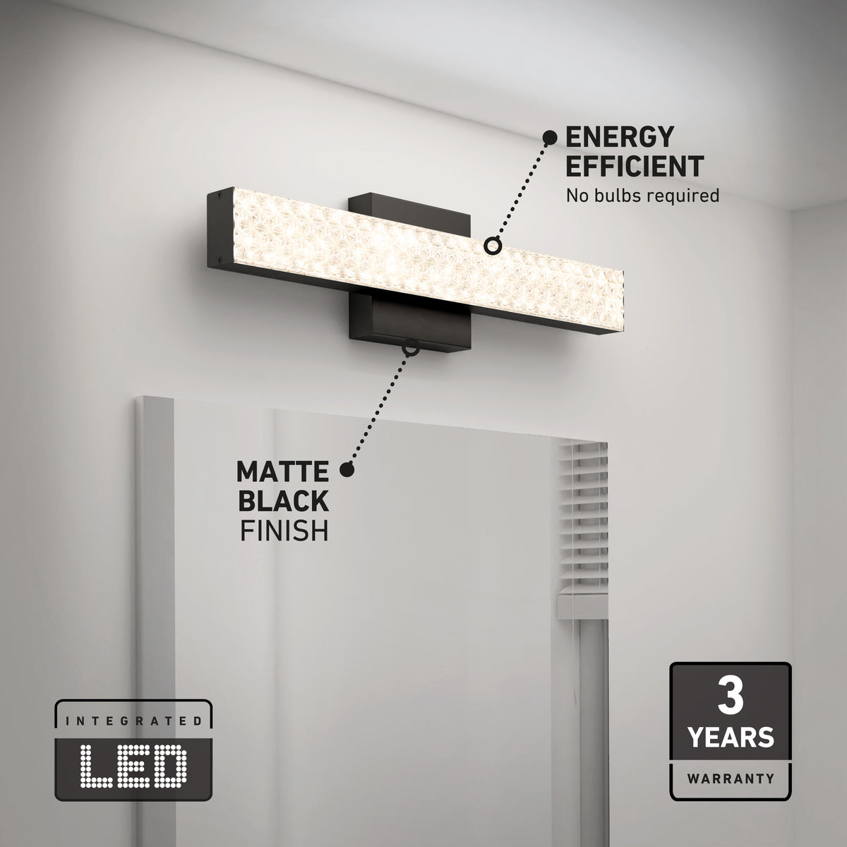 Adeline 18 pulg (46 cm) luminario de baño LED integrado 3 TCL para baño