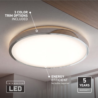 Artika Isara 12 in. RGBIC LED flush mount with 3 trim options, energy efficient, chrome finish, and a 5-year warranty.