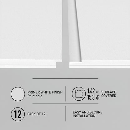 Artika AXEN Shilap MDF wall panels, 48 in., ready-to-paint, 1.42 sq m, 12-pack; easy secure install, visible gap design.