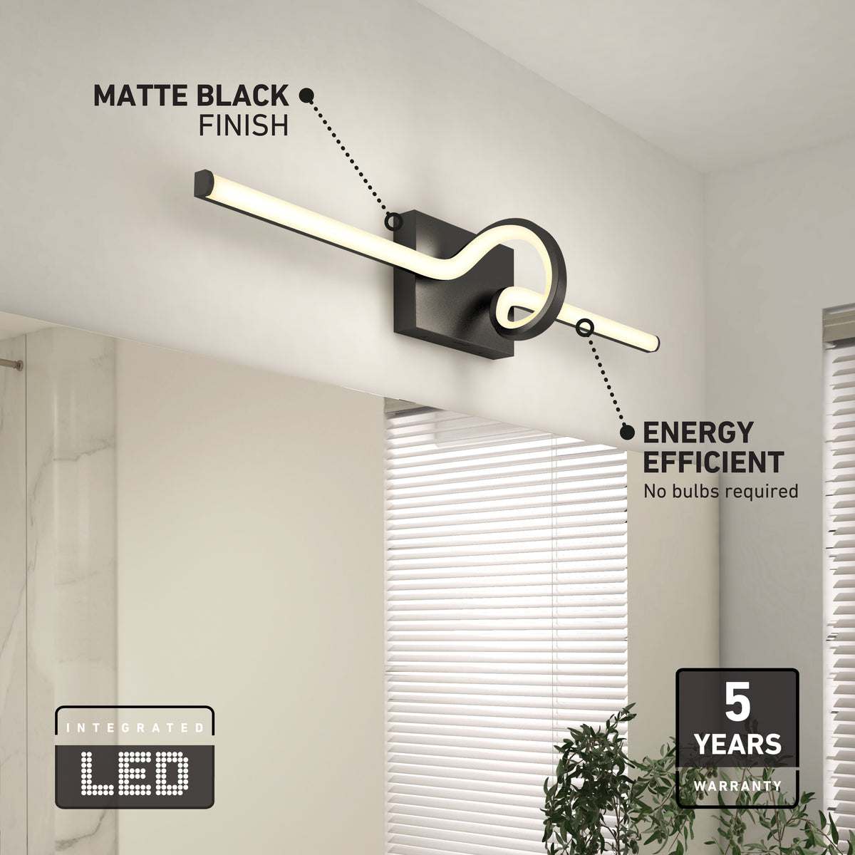 Bowtie 29 pulg (74 cm) luminario de baño LED integrado 5 TCL para baño