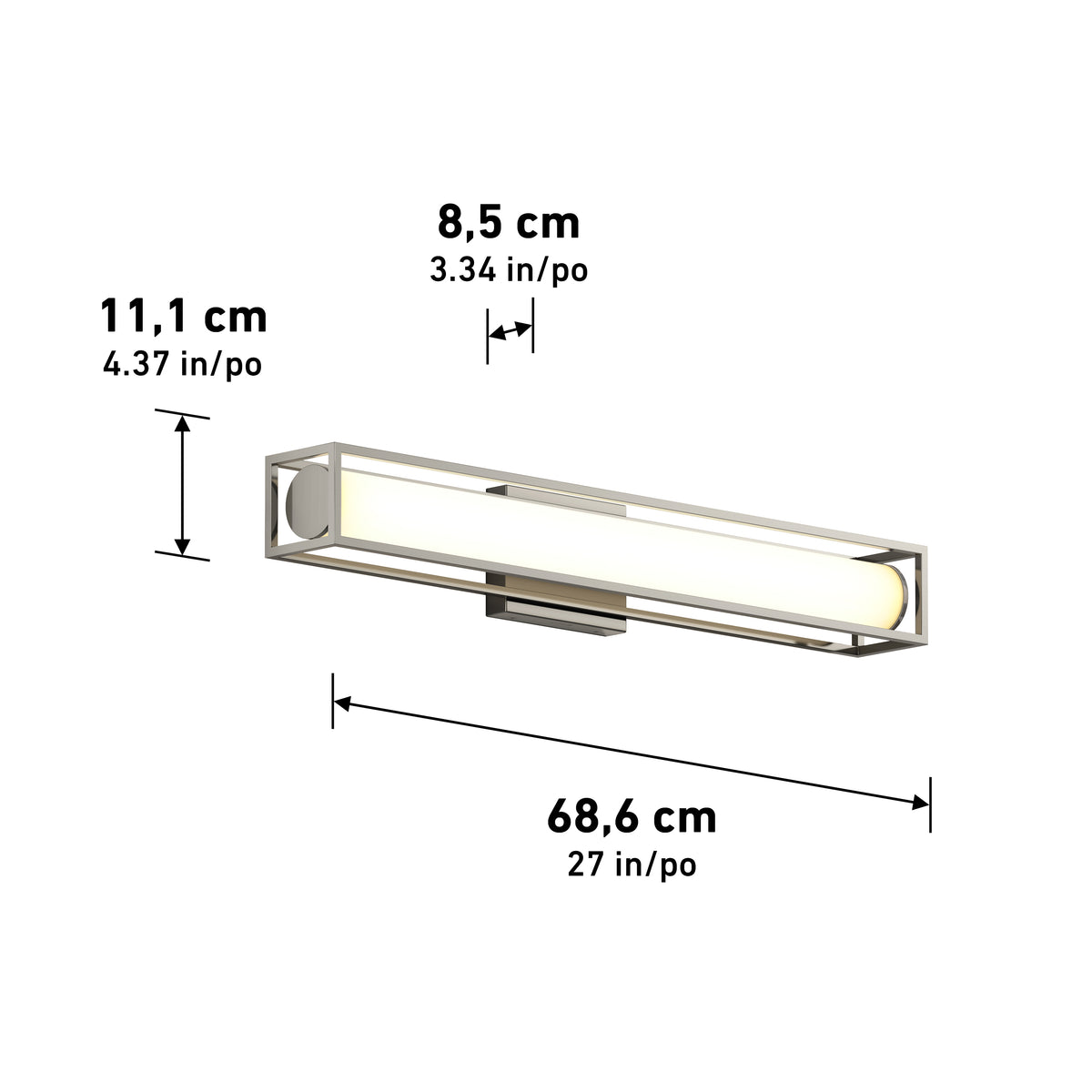 Venicia 27 pulg (69 cm) luminario de baño LED integrado para baño