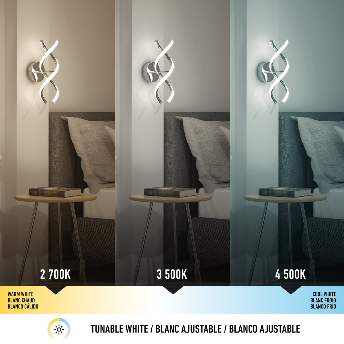 DNA modern LED wall sconce 3 CCT