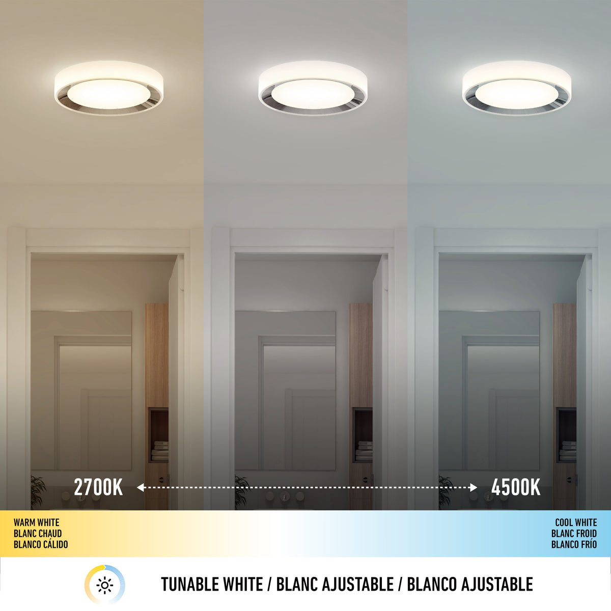 The Artika Cooper LED flush mount light with remote offers 2700K–4500K tones and nightlight; ideal for hallways.