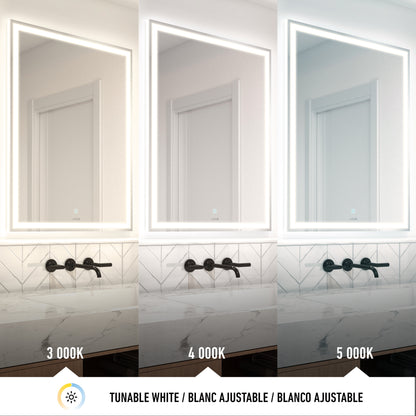See how the Artika Emeraude dimmable LED mirror with 3 CCT displays bathroom lighting at 3000K (warm white), 4000K (neutral white), and 5000K (cool white), dramatically altering your room’s appearance.