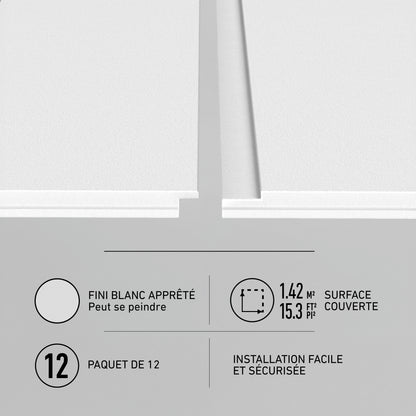 Artika AXEN Shilap 48" MDF shiplap panels, ready to paint, 12-pack—French/English specs for hassle-free wall installation.