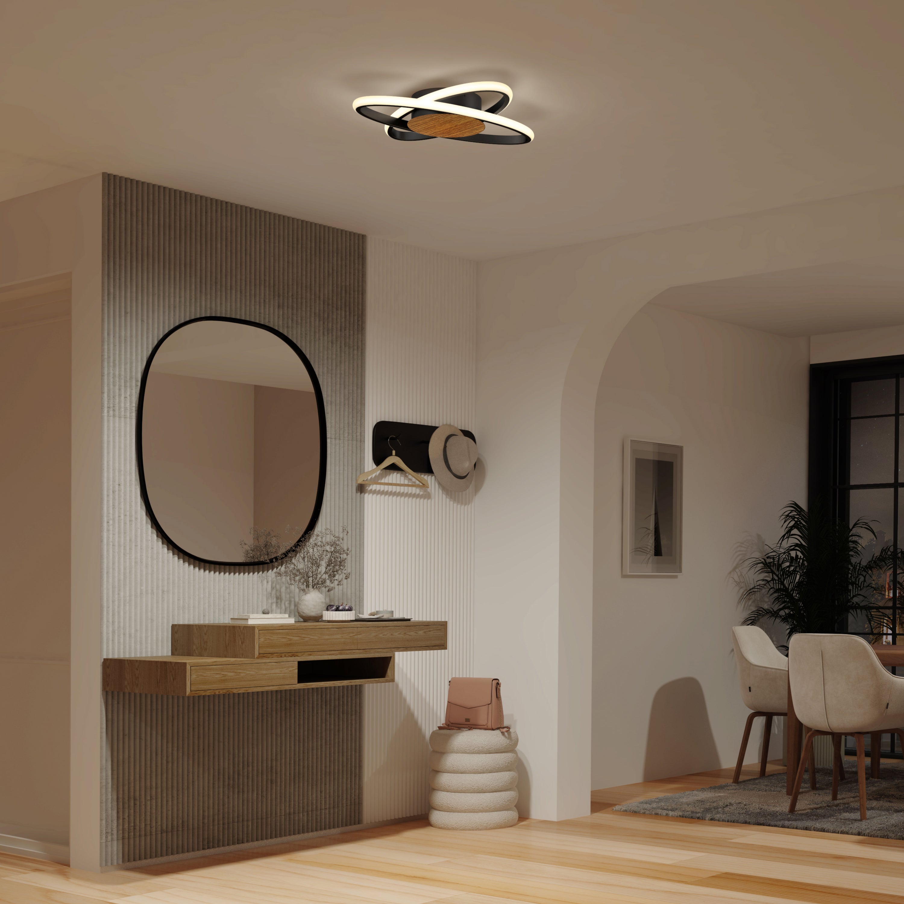 Atomic LED flush mount light in Walnut | Artika Canada