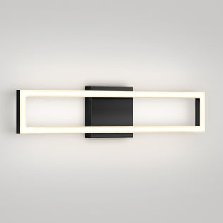 The Artika Dover 27-in (69 cm) Integrated LED 5-CCT Vanity Light Bar features a rectangular black base and illuminated frame, creating a soft glow against a light gray wall—perfect for adding sleek, modern style to any bathroom.