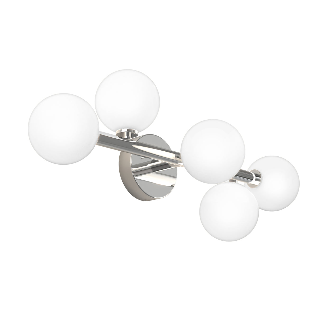 The Artika Bloom 27-in (69 cm) 3-Light Modern LED Vanity Light features a chrome finish and white glass globes, perfect for bathroom lighting or as a stylish vanity fixture.