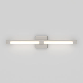 The Artika Tivoli modern LED bathroom vanity light 5 CCT is a wall-mounted sconce with a rectangular base and horizontal tubular LED bar, offering adjustable lighting and emitting a soft white glow on plain walls.
