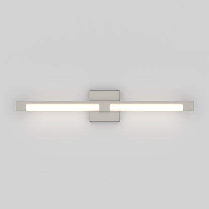 The Artika Tivoli modern LED bathroom vanity light 5 CCT is a wall-mounted sconce with a rectangular base and horizontal tubular LED bar, offering adjustable lighting and emitting a soft white glow on plain walls.