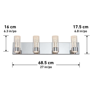 Artika Essence 27-in (68.58 cm) 1-Light Modern LED Vanity Light—sleek chrome frame, ideal for bathroom walls.