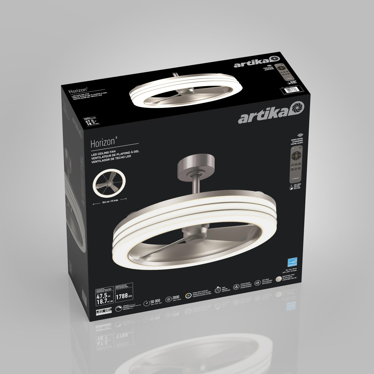 Horizon 58 cm (23 po) DEL moderne fandelier ventilateur de plafond avec lumière - télécommande incluse