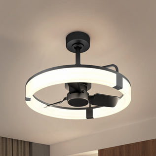 The Artika Sunnyvale 23 in. LED fandelier features black blades, minimalist style, remote control, and integrated LED light.