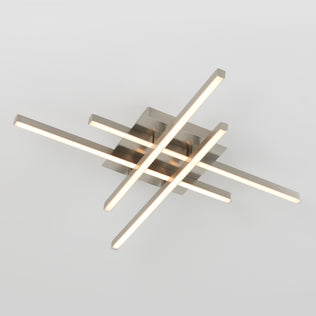 The Artika Grid LED flush mount features four slim, illuminated bars in a crisscross design attached to a metallic rectangular base, creating a modern accent for your ceiling.