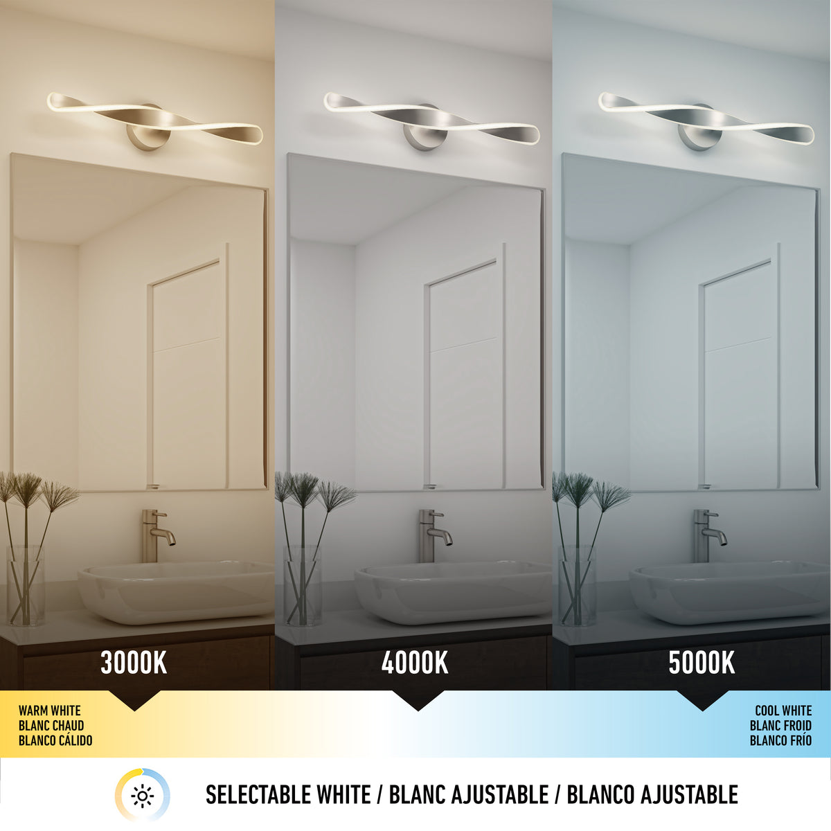 Finley 28 pulg (70 cm) luminario de baño LED integrado 3 TCL para baño