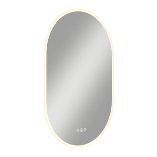 Artika Clara LED Mirror Oval 30x20 in. with defogger, 3 touch buttons, lighted frame; shown on white background.