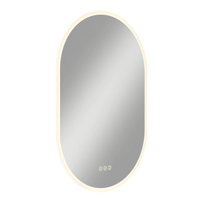 Artika Clara LED Mirror Oval 30x20 in. with defogger, 3 touch buttons, lighted frame; shown on white background.
