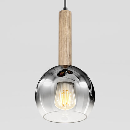 The Artika Ardel Spiral 3-Light Pendant showcases a modern design with cylindrical wooden tops and transparent glass shades, offering a sleek look for any space. Bulbs not included.