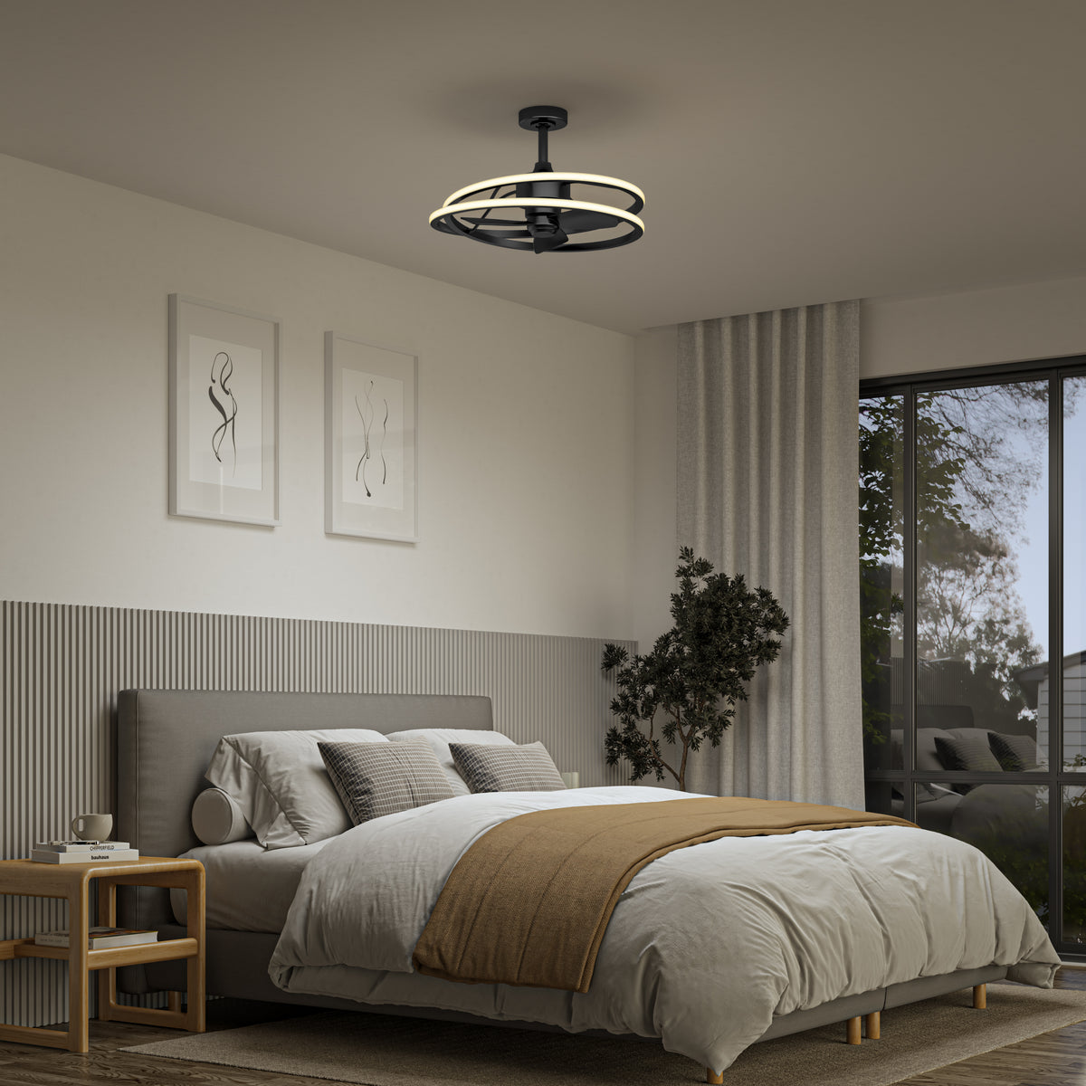 Coda 23 in. (58 cm) LED modern fandelier ceiling fan with light - includes remote