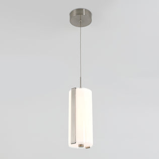 The Artika Subway Round Mini LED pendant light features a cylindrical white glass shade and metallic mount, suspended by a thin cord against a light gray background.