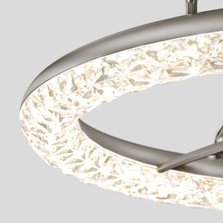 Close-up of Artika's Carat 23" LED Modern Ceiling Fan with Remote Control, featuring a gemstone-cut diffuser and bright white light.