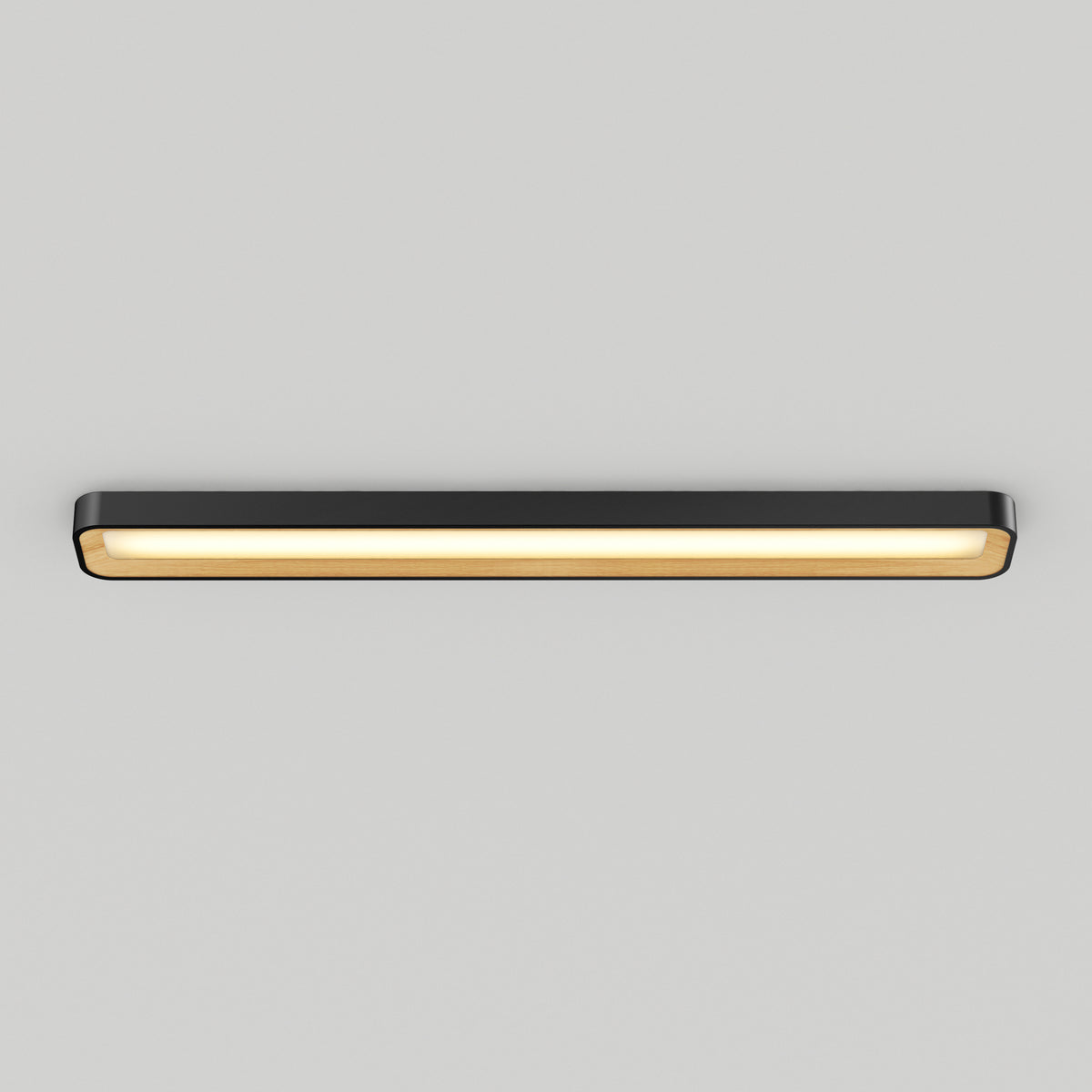 The Artika Alton 48 in. LED flush mount light features a modern rectangular design with a black frame and warm white glow, perfect for wall or ceiling installation.
