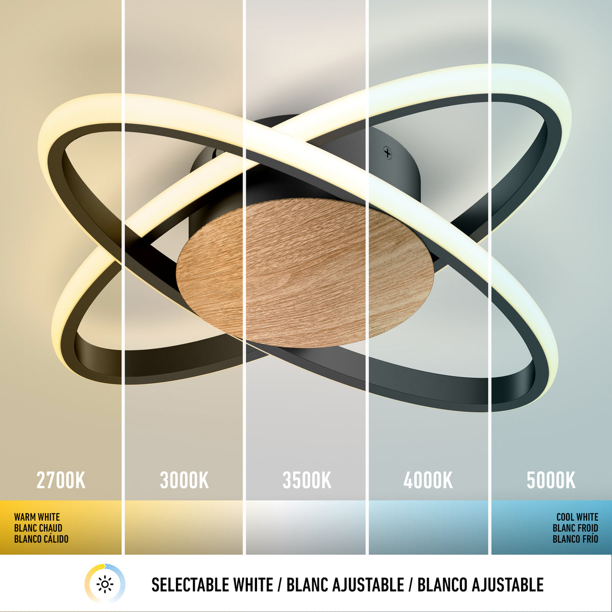 Atomic 15 in. (38 cm) Modern LED Flush Mount Ceiling Light 5 CCT